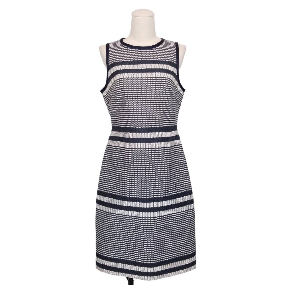 J. Crew Navy Blue Striped Sheath Dress Sz 4